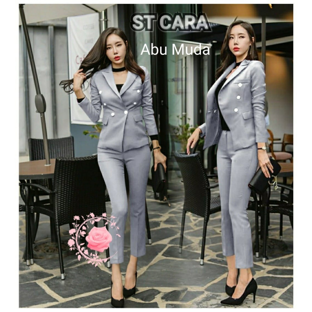 SETELAN CARA BLAZER DAN CELANA PANJANG / BUSANA KANTOR / PAKAIAN KASUAL WANITA GOOD QUALITY