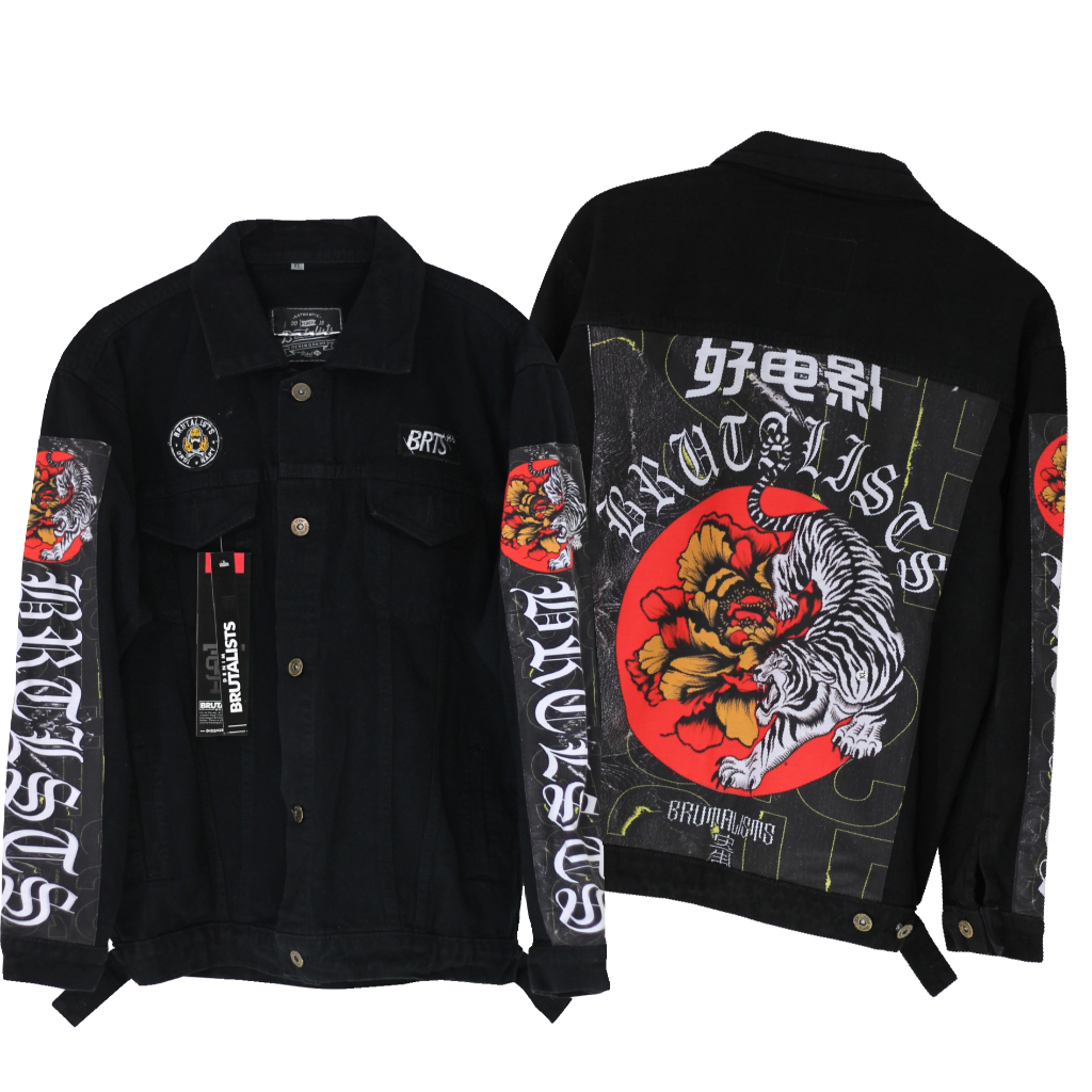 JAKET JEANS GAMBAR FULL PRINTING JACKET DENIM PRIA WANITA SANDWASH