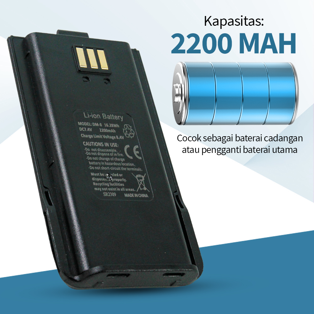 Baterai Walkie Talkie BF-H6 2200 mAh - DM-8 - Black