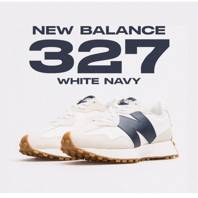 New Balance 327 White Navy 100% Original Sneakers Casual Pria Wanita Sepatu New Balance Sepatu Pria 