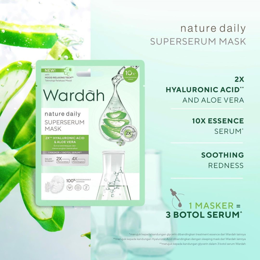 WARDAH Superserum Mask Series Indonesia / Masker Wajah 20ml / Lightening / Crystal Secret Radiance Serum /Nature Daily / C-Defense / Acnederm / Brightening Acne Moisturizing / Mencerahkan Melembabkan Berjerawat / Skincare Face Care / Facial Essence Sheet