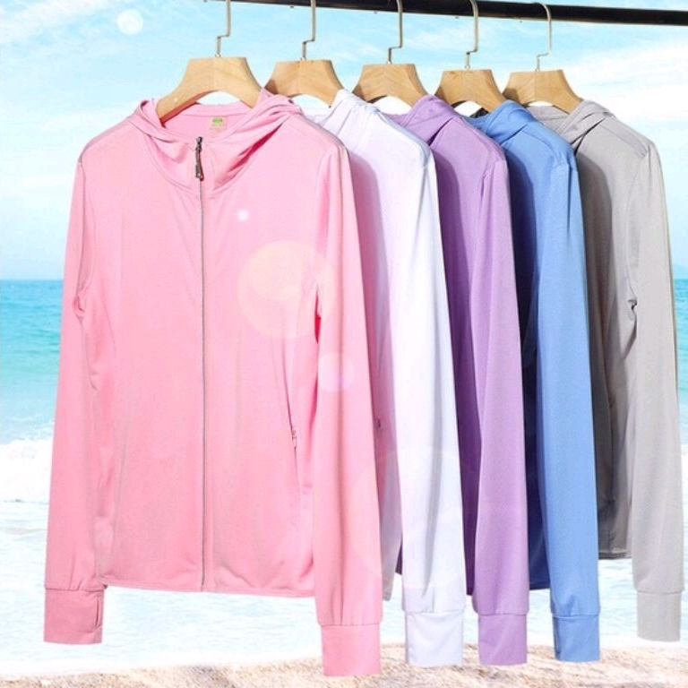 Jaket mesh hoodie UV protection olahraga JPS  WomenWOMEN AIRism Jaket Mesh Hoodie UV Protection