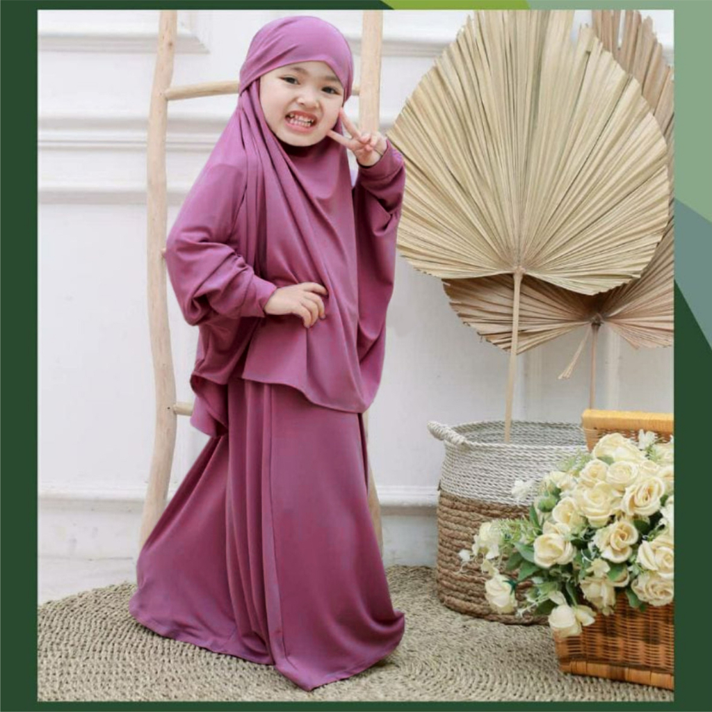 Aisyah Kids Gamis Anak Perempuan Set Hijab French Khimar Usia 5-7 Tahun Bisa Bayar Ditempat COD