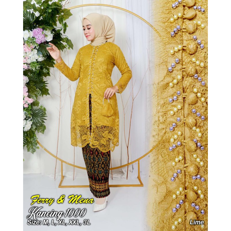 Tunik kebaya brukat jumbo SIZE XXXL payet mutiara modern elegan dan cantik Kebaya brukat tunangan pernikahan wisuda lamaran