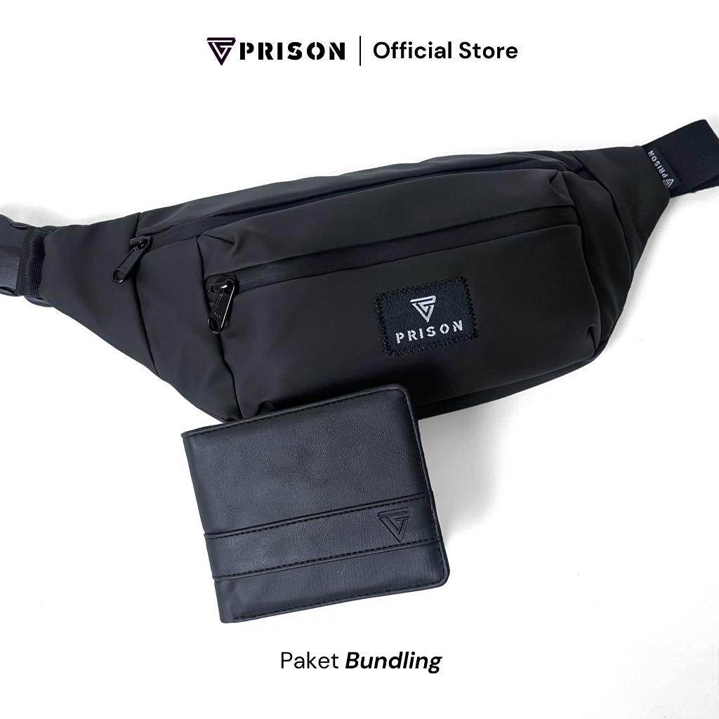 Prison Bundling Waistbag Pria Waterproof dan Dompet Pria Original | Eldoge Black Clif