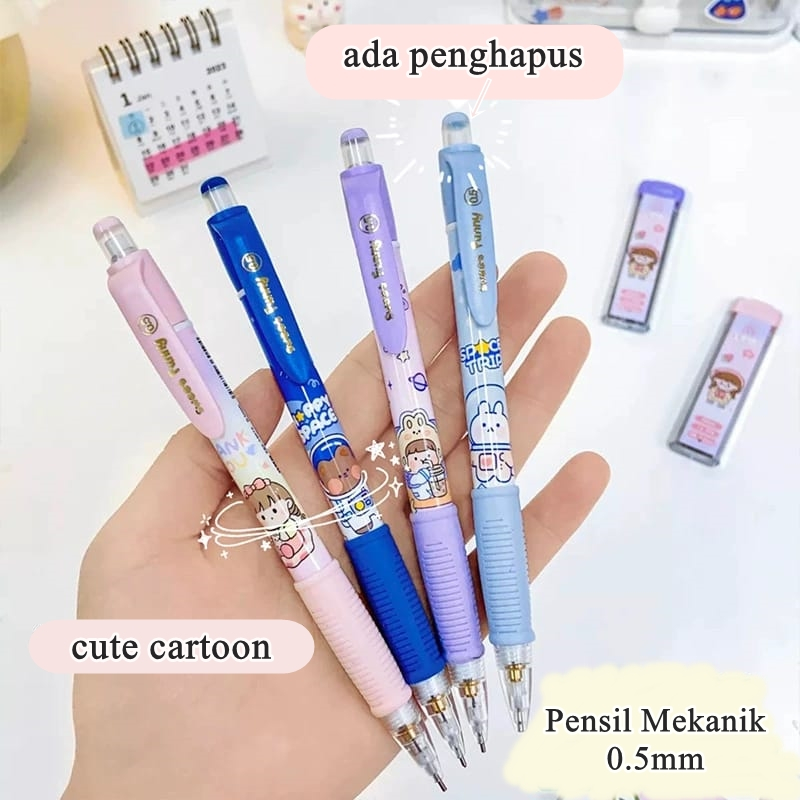 [ORGM] Alat Tulis Kantor Perlengkapan Sekolah Pensil Lucu Pensil Mekanik HB 0.5mm Set dengan isi pensil