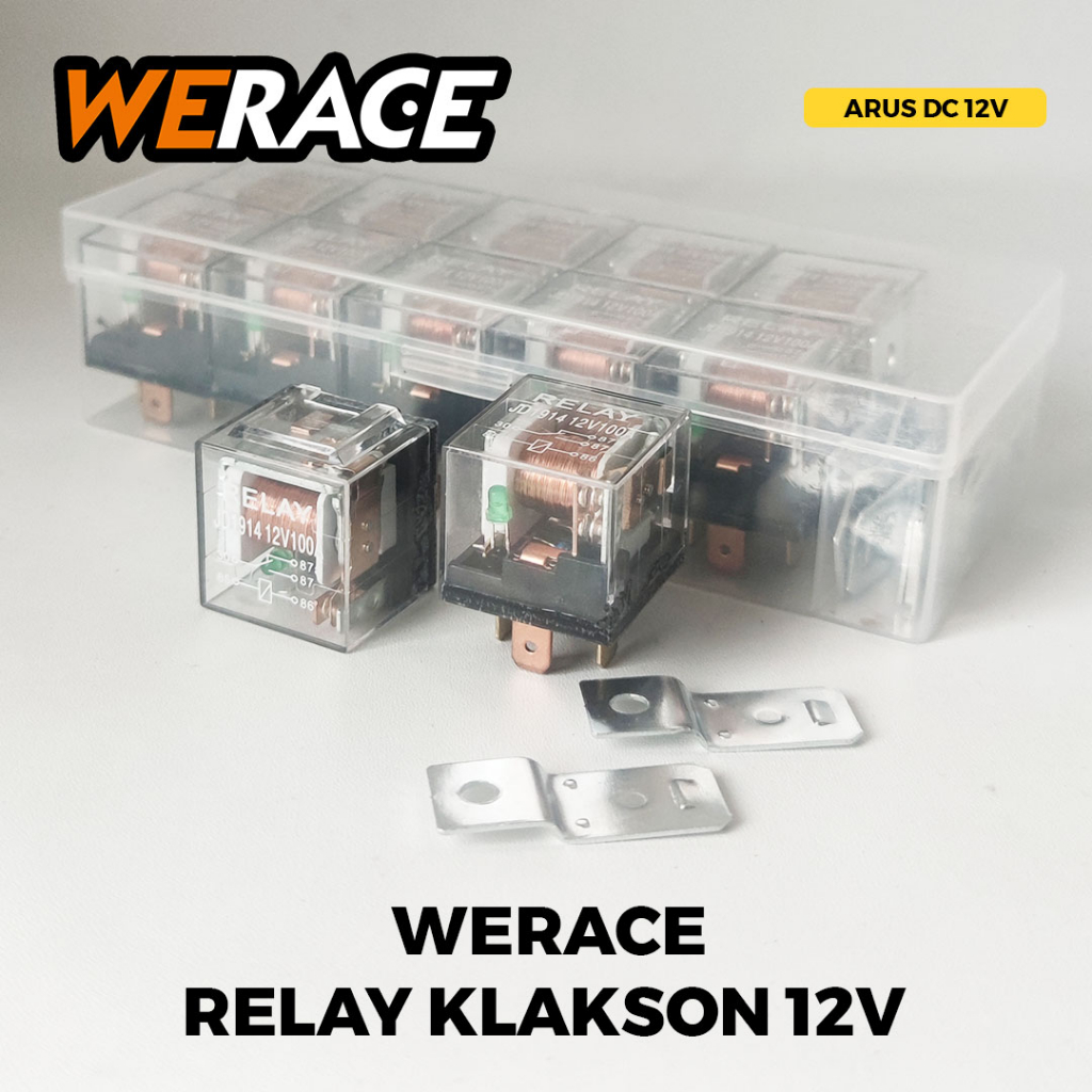 WERACE Relay Klakson Lampu Tembak Sorot LED Alarm Mobil Motor 4 Kaki 12V 100A 80A