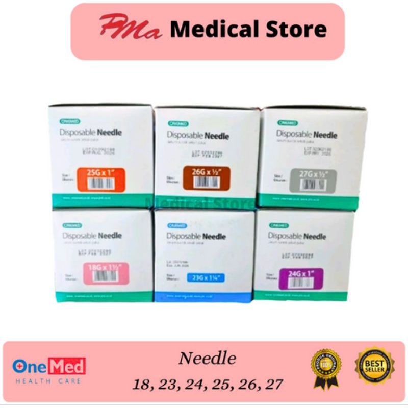 Needle Onemed 18G, 23G, 24G, 25G, 26G, 27G, Harga/Box
