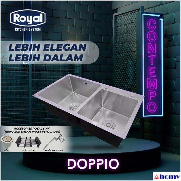 bak cuci piring 2 lubang royal contempo doppio 754121