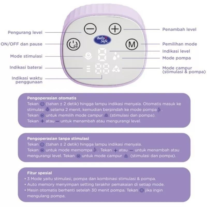 (ORIGINAL) TERBARU Babysafe Breast Pump Electric BPE03 Werable / Pompa asi tanpa selang / Pompa asi Handsfree / mooimom M3 Wireless/ Rendah Suara / TERLARIS / pompa asi portable / rechargeable / dapat dicas