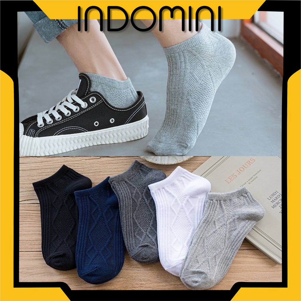 INDOMINI Kaos Kaki Pendek Pria Wanita Motif Rajut Pattern Kaoskaki Fashion Korea KK130