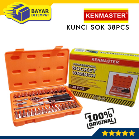 Kenmaster Socket Wrench Set 38pcs Kunci Shock Sok 38 Biji