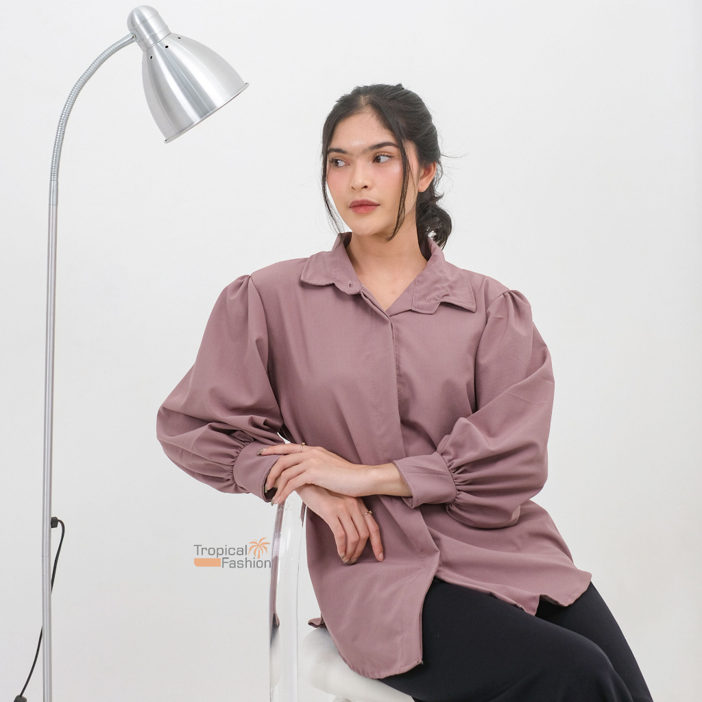 Kemeja Azalea Atasan Wanita Blouse Lengan Balon Panjang Terbaru Korean Style