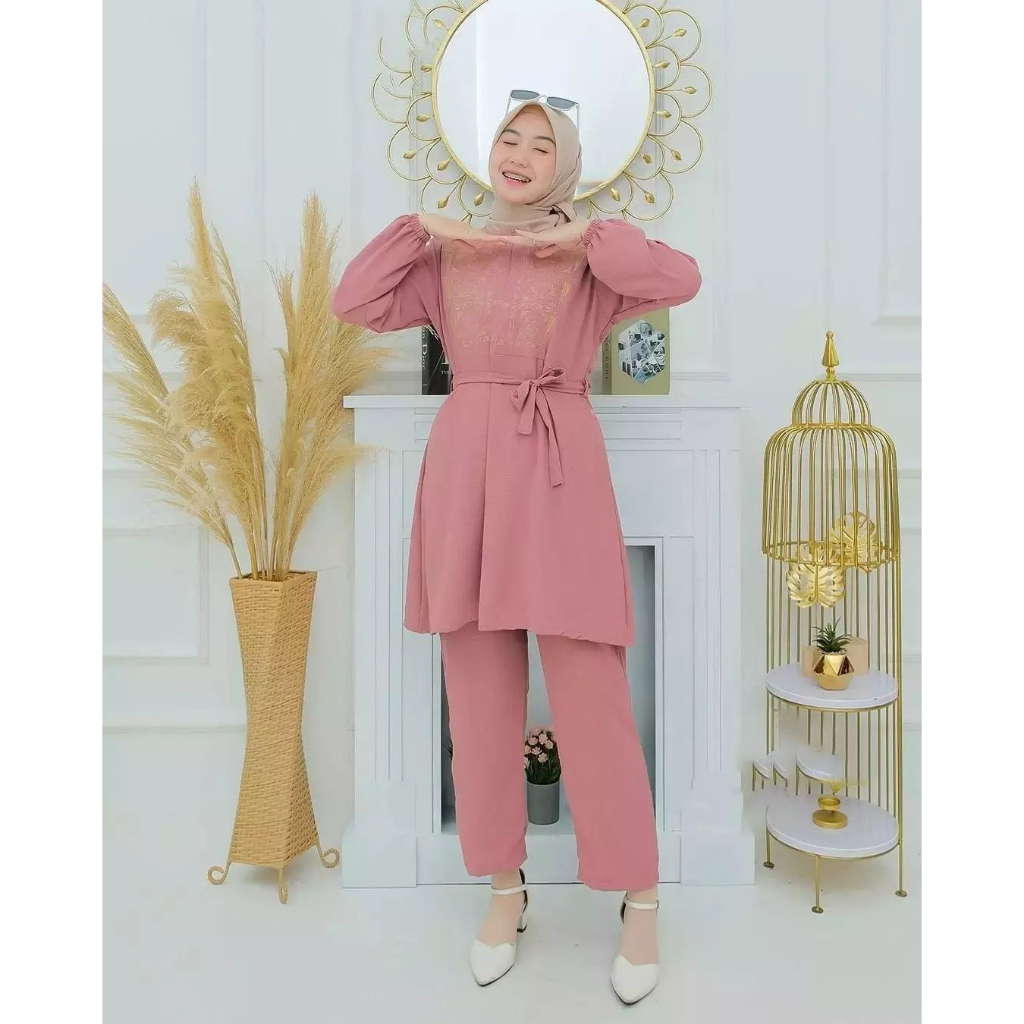 NADYA SET GAMIS CRINKLE  DRESS WANITA TERBARU 2023 GAMIS WANITA BAHAN CRINGKLE APLIKASI BORDIR MEWAH