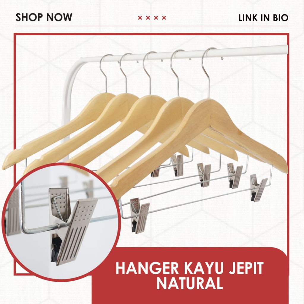 Hanger Kayu Jepit / Hanger Jepit Premium / Hanger Baju