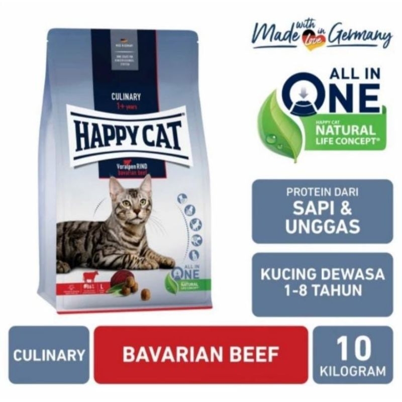 Grab/Gojek Happy Cat Adult Beef 10kg~makanan Kucing Dewasa Happy Cat