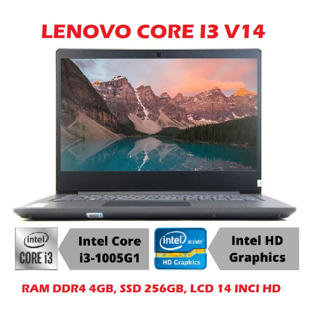 LAPTOP LENOVO CORE I3 V14 IIL I3-1005G1 RAM 4GB HDD SSD 256GB LCD 14&quot;