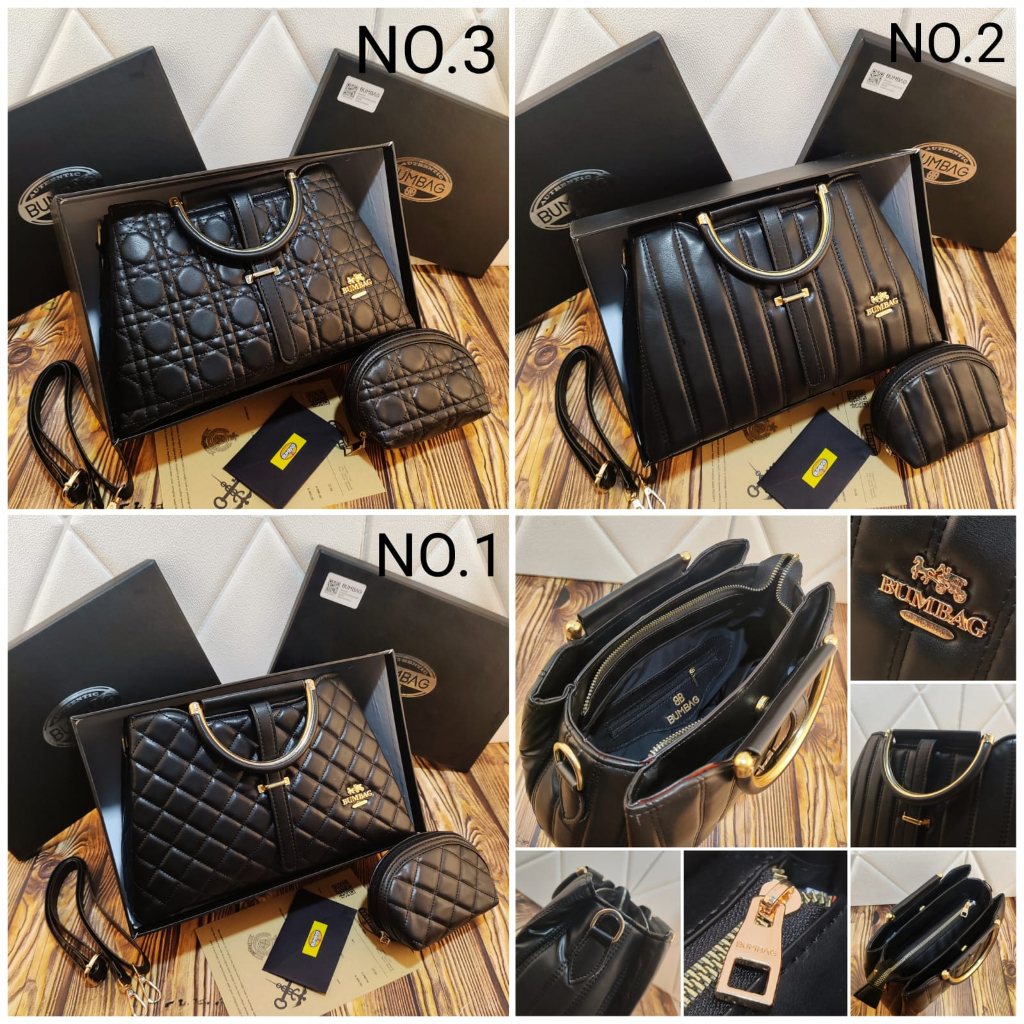 BUMBAG TAS VERONICA Wanita 2 In 1 Import Shoulder Bag Terbaru Tas Kantor Kerja Handbag Jinjing Warna Hitam - Sophie Federika Bag - TAS Wanita Tas Kerja 2 in 1 Kuliah Jinjing Shoulder Bag Resleting Import - VERONIKA Bag 191596