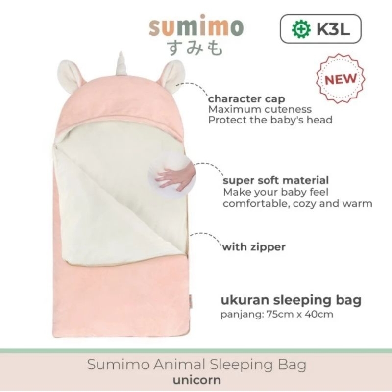 Sumimo Sleeping Bag Animal Characters - Selimut Bayi Super Soft