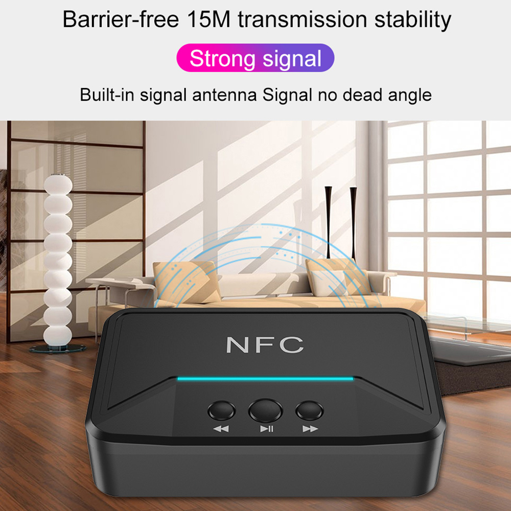 BT200 NFC Bluetooth 5.0 Penerima Audio Nirkabel Adaptor Audio Stereo 3.5Mm Suara Musik AUX RCA untuk Speaker Mobil