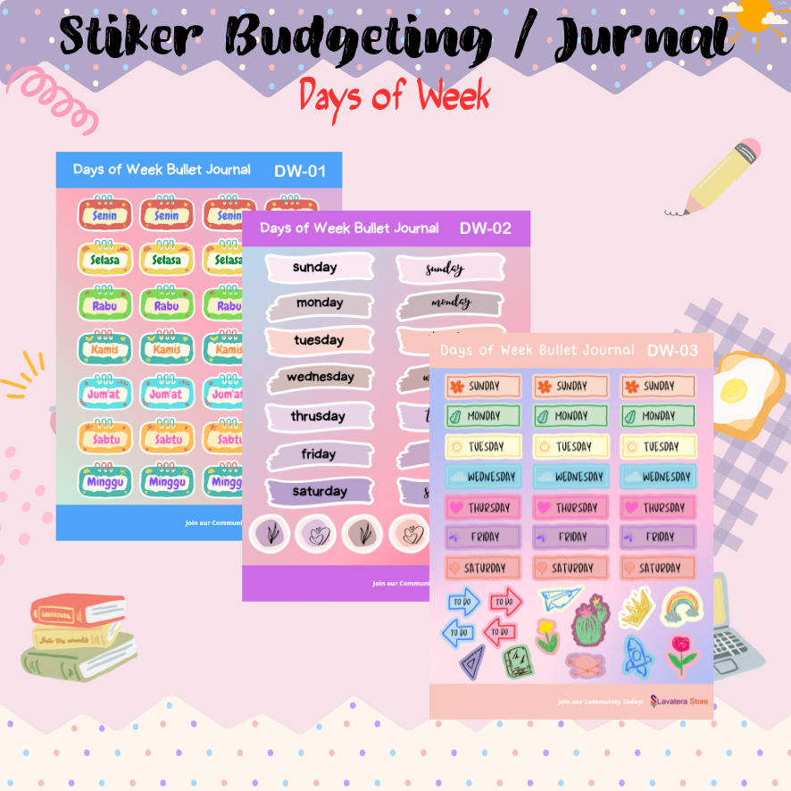 

LS - Sticker Deco BUJO / Sticker Planner Journal / Stiker Budgeting / Stiker Nama Hari