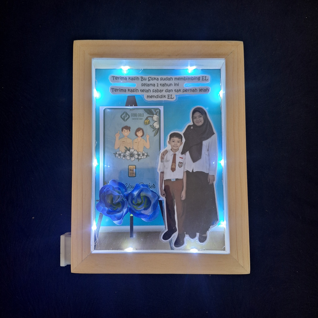 Frame LED 3D Logam Mulia/ Custom Frame/ Hampers/ Gift Box