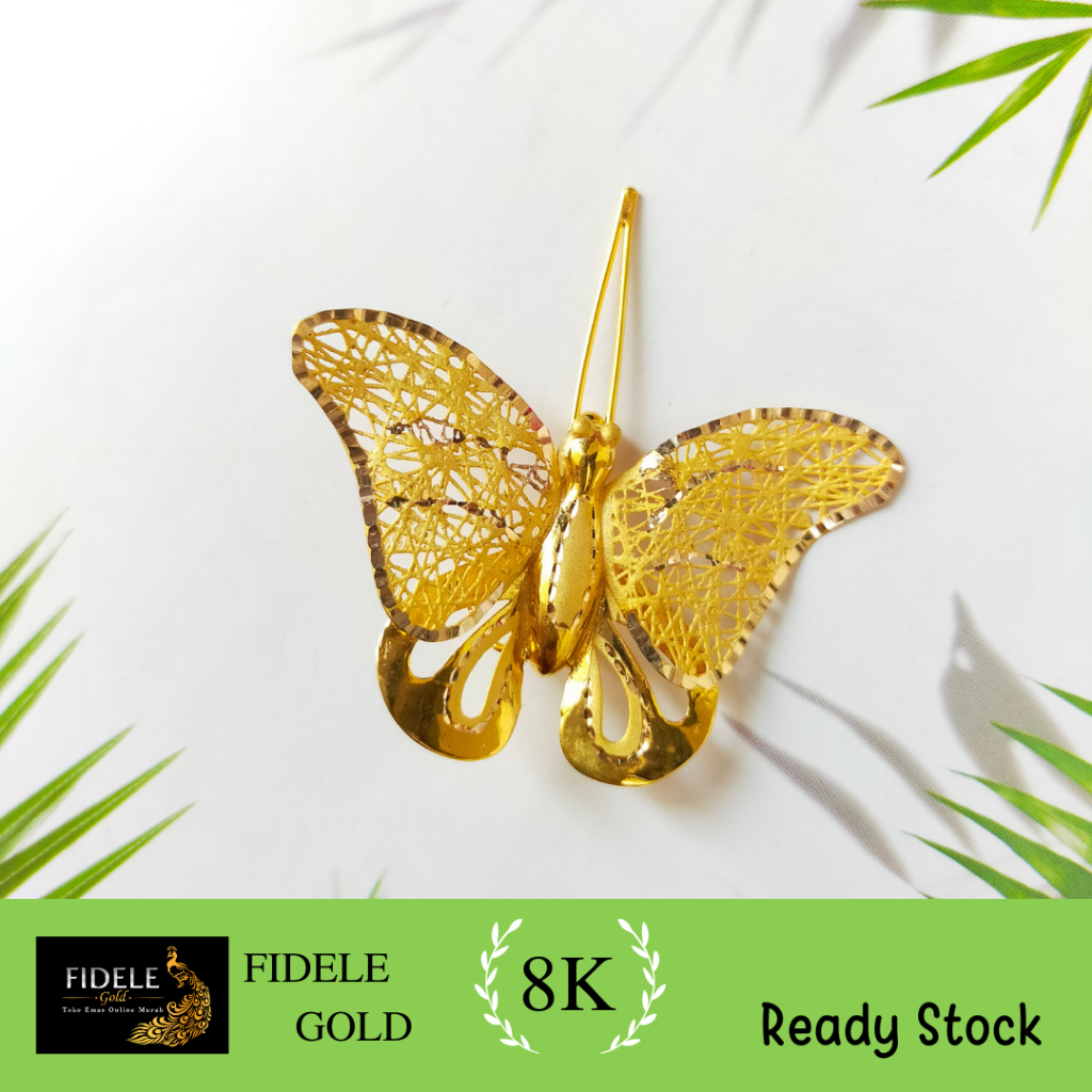 Peniti rambut emas kuning asli jepitan rambut 375 emas 8 karat