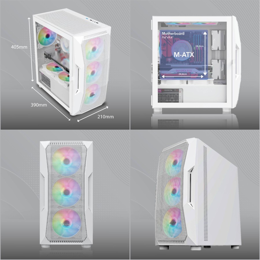 Gaming Case INFINITY POSEIDON V2 WHITE +3 Fan F122 Auto RGB