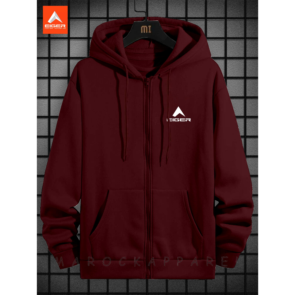 Sweater Hoodie Pria - Sweater Hoodie Distro Pria Zipper Logo Eiger