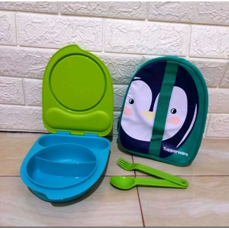 tempat makan / wadah bekal anak / bayi kiddos lunch set tupperware free tas