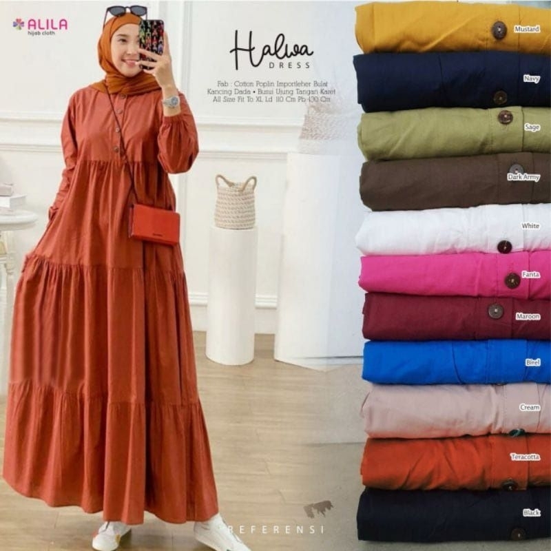 New Kirania Gamis Midi Rayon Premium Kekinian Kancing Depan Busui Allsize Ld 110cm