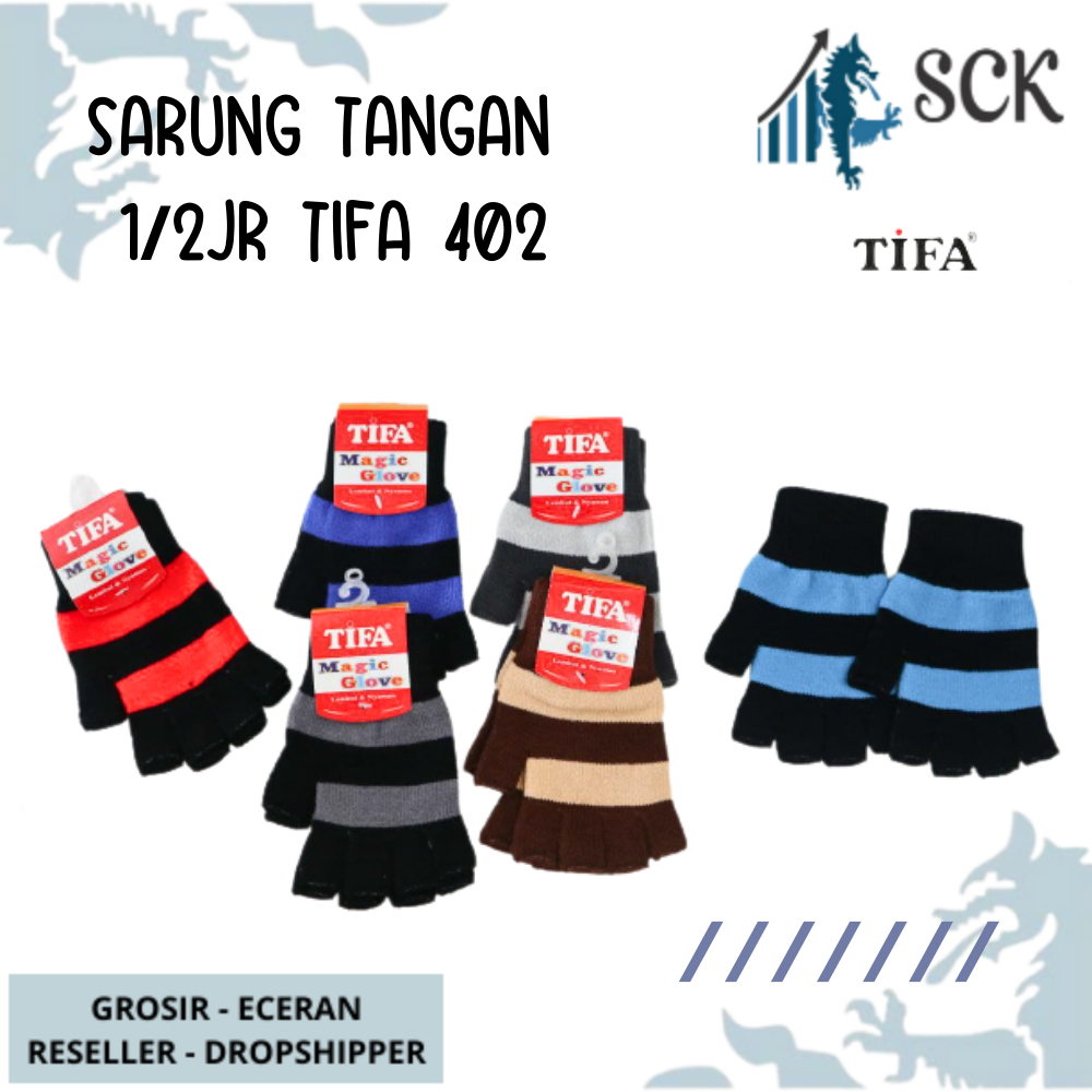 Sarung Tangan TIFA 402 1/2 Jari Garis Salur Polos TIFA KODE 402 1/2 JARI GARIS / Kaos Tangan Laki Perempuan Unisex Perlengkapan Otomotif - sckmenwear GROSIR