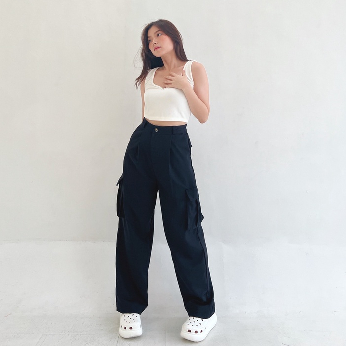 Cargo Pants - Celana Cargo Highwaist - Celana Kantor - Korean Style