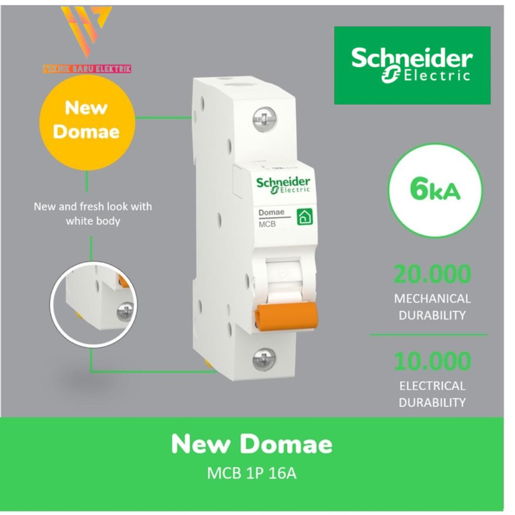 MCB SCHNEIDER NEW DOMAE ELECTRIC 1PHASE 2A 4A 6A 10A 16A 20A 25A 32A SNI BREKER PEMUTUS TEGANGAN LISTRIK 220V