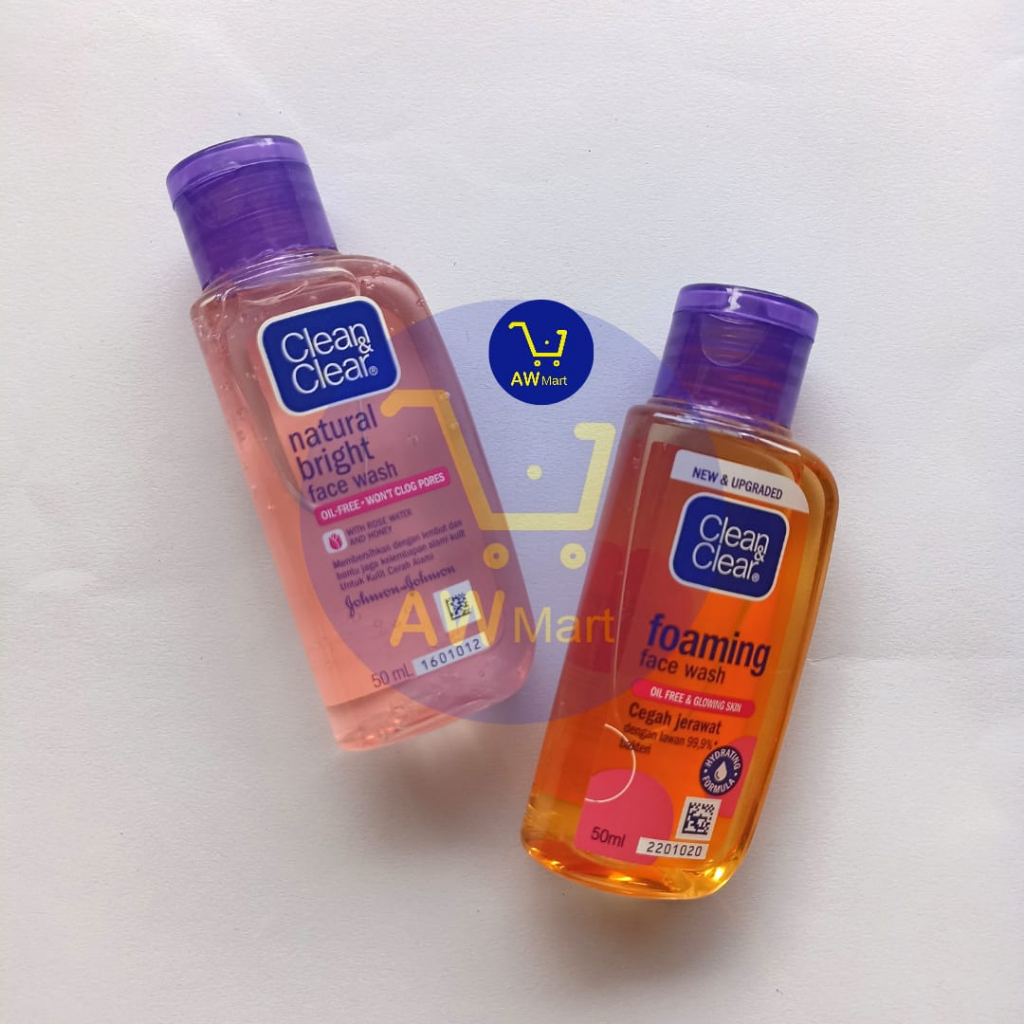 CLEAN &amp; CLEAR FACE WASH 50ML - SABUN CUCI MUKA CLEAN &amp; CLEAR 50ML FOAMING &amp; NATURAL BRIGHT