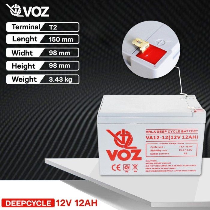 Voz Baterai Deep Cycle 12V 12 Ah | Baterai UPS | Baterai Panel Surya