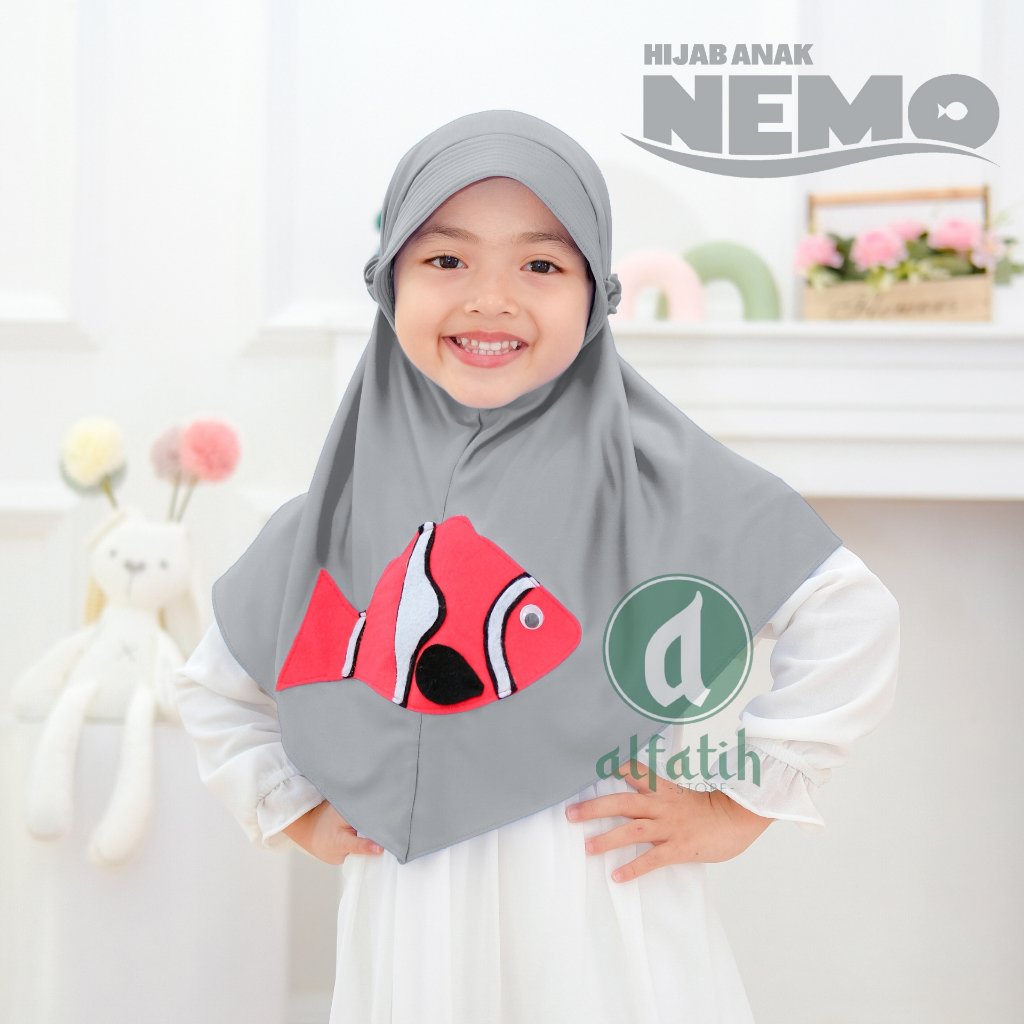 ALFATIH STORE / Hijab Anak Nemo Jersey / variasi Karakter Ikan Nemo / Jilbab anak murah