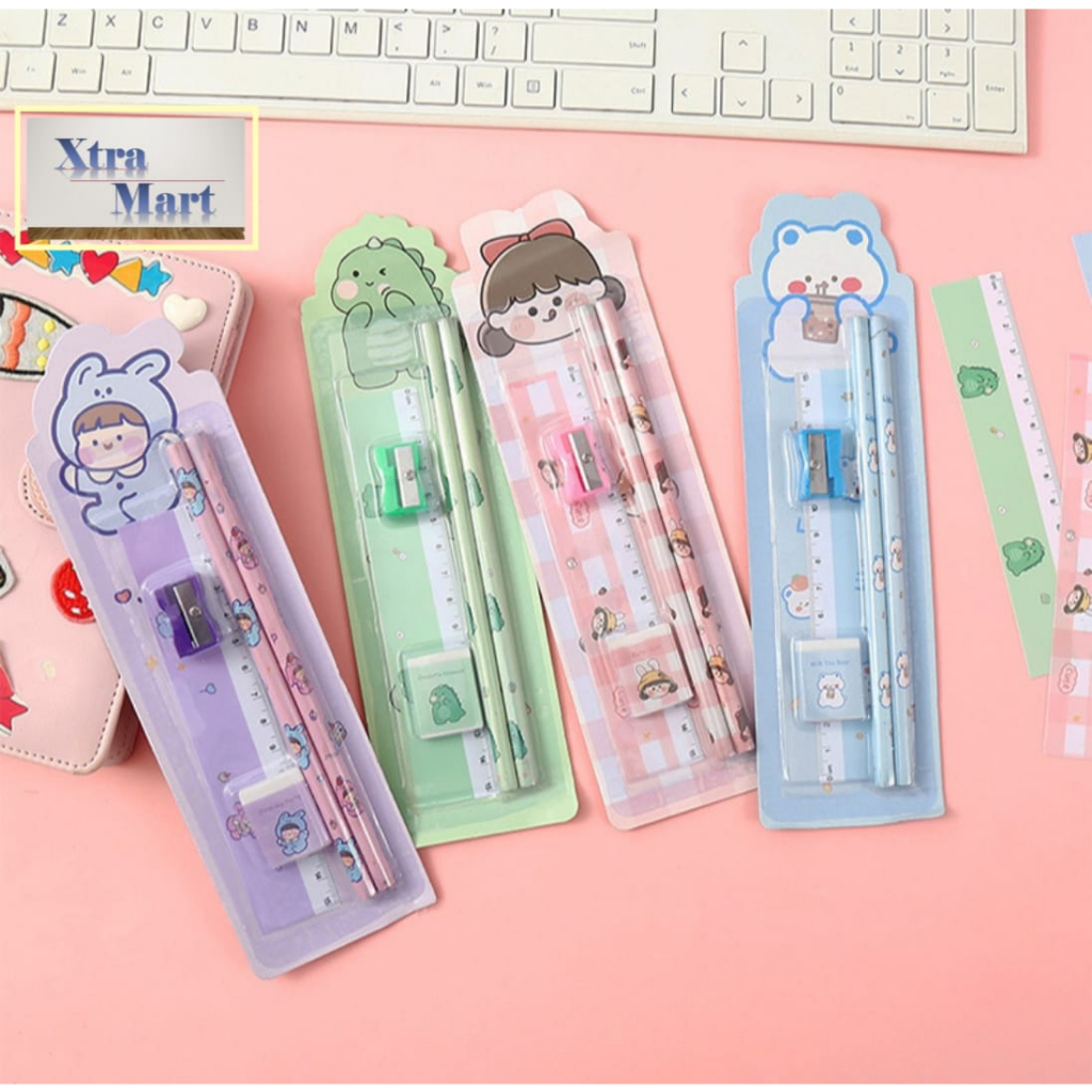 

XM - Stationery Set 5in1 Set Alat Tulis Karakter Lucu 5in1