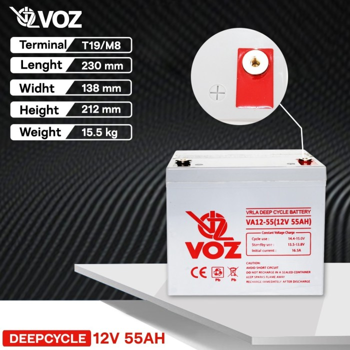 Voz Baterai Deep Cycle 12V 55 Ah| Baterai Solar Panel