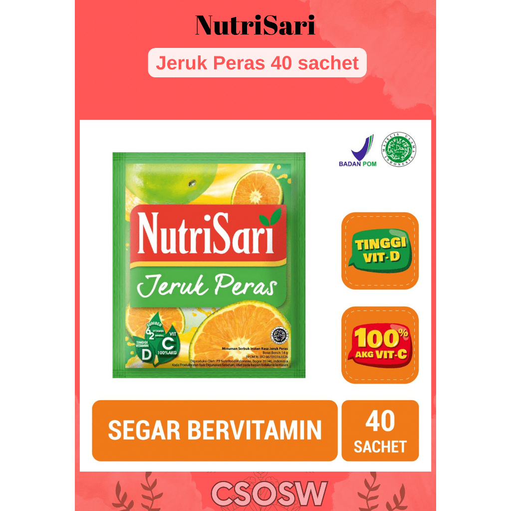 

NutriSari Jeruk Peras 40 sachet - Minuman Buah Vitamin C