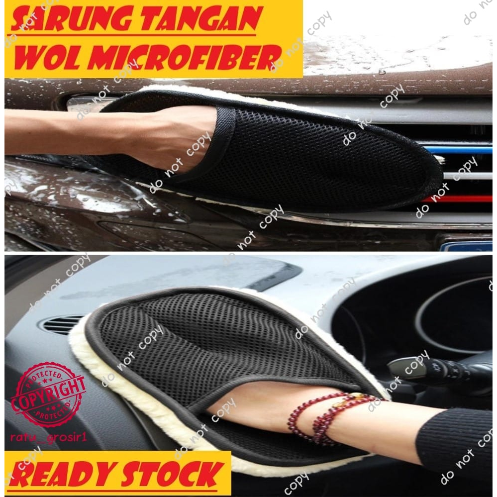 Sarung Tangan Kain WOOL Microfiber Mobil Wax Gloves Motor Exterior Interior