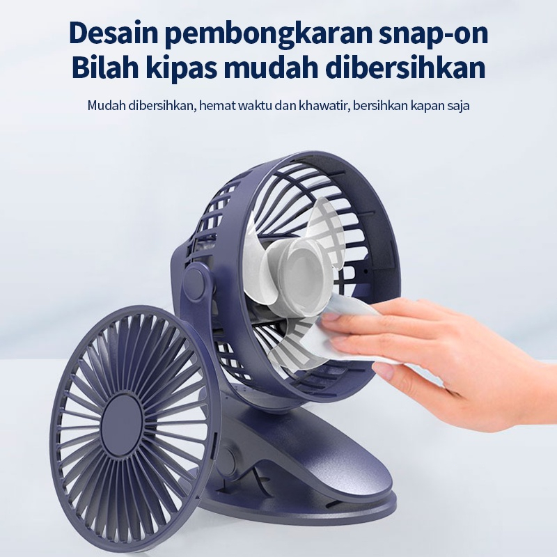 Ortebel Mini Hand Fan， Fan 360 ° Rotasi ，USB isi ulang 10000mah fan，tiga kecepatan pengaturan， Kipas Angin Jepit Mini/Kipas Mini Portable/Kipas Angin Meja/Kipas Angin Tangan/Kipas Angin Murah