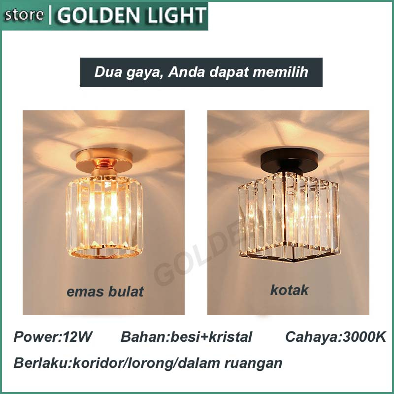 Lampu Kristal Plafon Rumah Lampu Ceiling Kristal Kotak Modern Crystal Round Ceiling Lamp Lampu Plafo