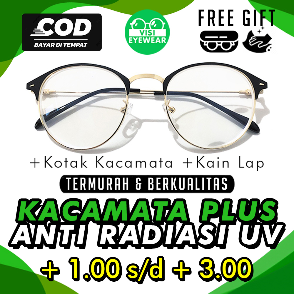 Kacamata BACA PLUS 1920 ANTI RADIASI UV Hp, Laptop, Gadget + 1.00 s/d + 3.00 Korea Fashion pria &amp; wanita Bulat