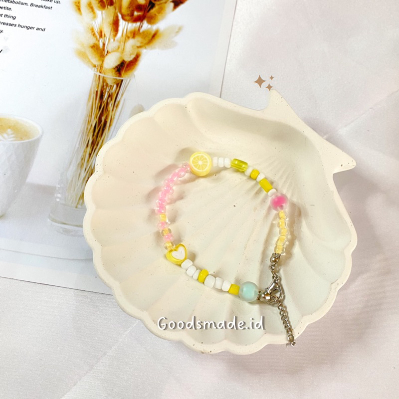 Beads Bracelet Korea Yellow Pink Lemon Cute