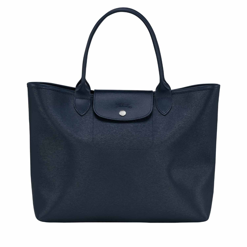 Lnchmp The Folding City Large Long Handle Tote Bag Navy (34x31x14)