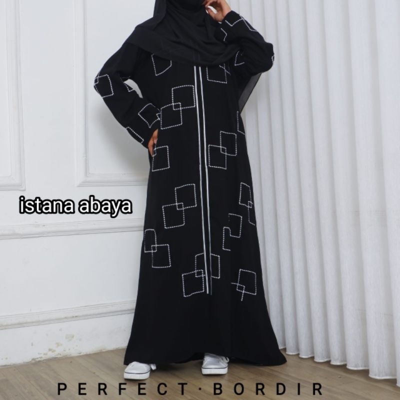 abaya Bordir istanbul kotak2 cantik real pic 100%