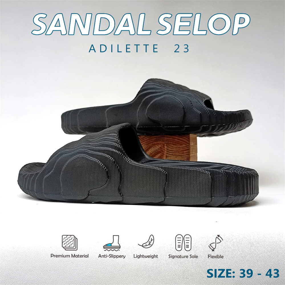 【COD &amp; Barang ready】Sandal Selop Wanita Adilette 23 Terbaru Rumah Slipper Empuk Nyaman Sandal Slide Pria Couple Wanita Dewasa Slide