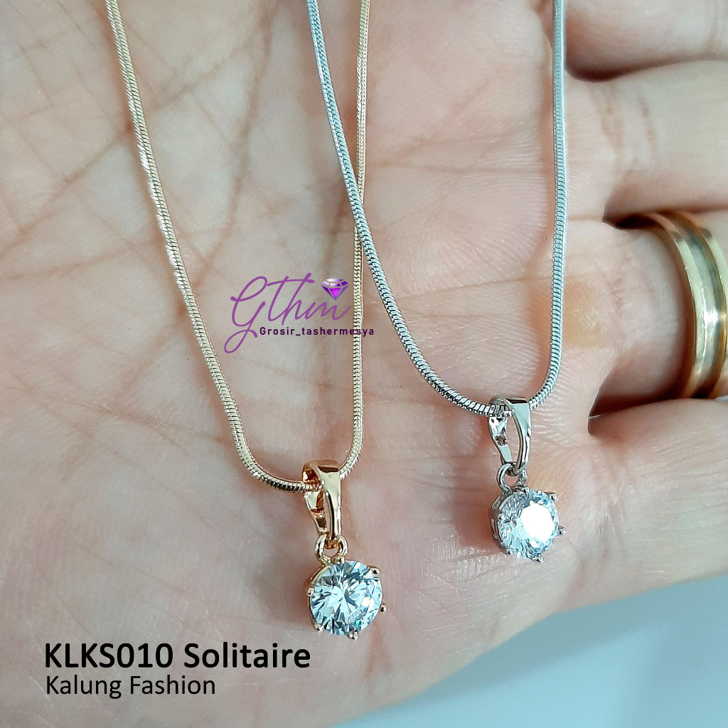 Kalung Solitaire Wanita Liontin Mata Elegan Perhiasan Fashion Import Anti Karat klks010