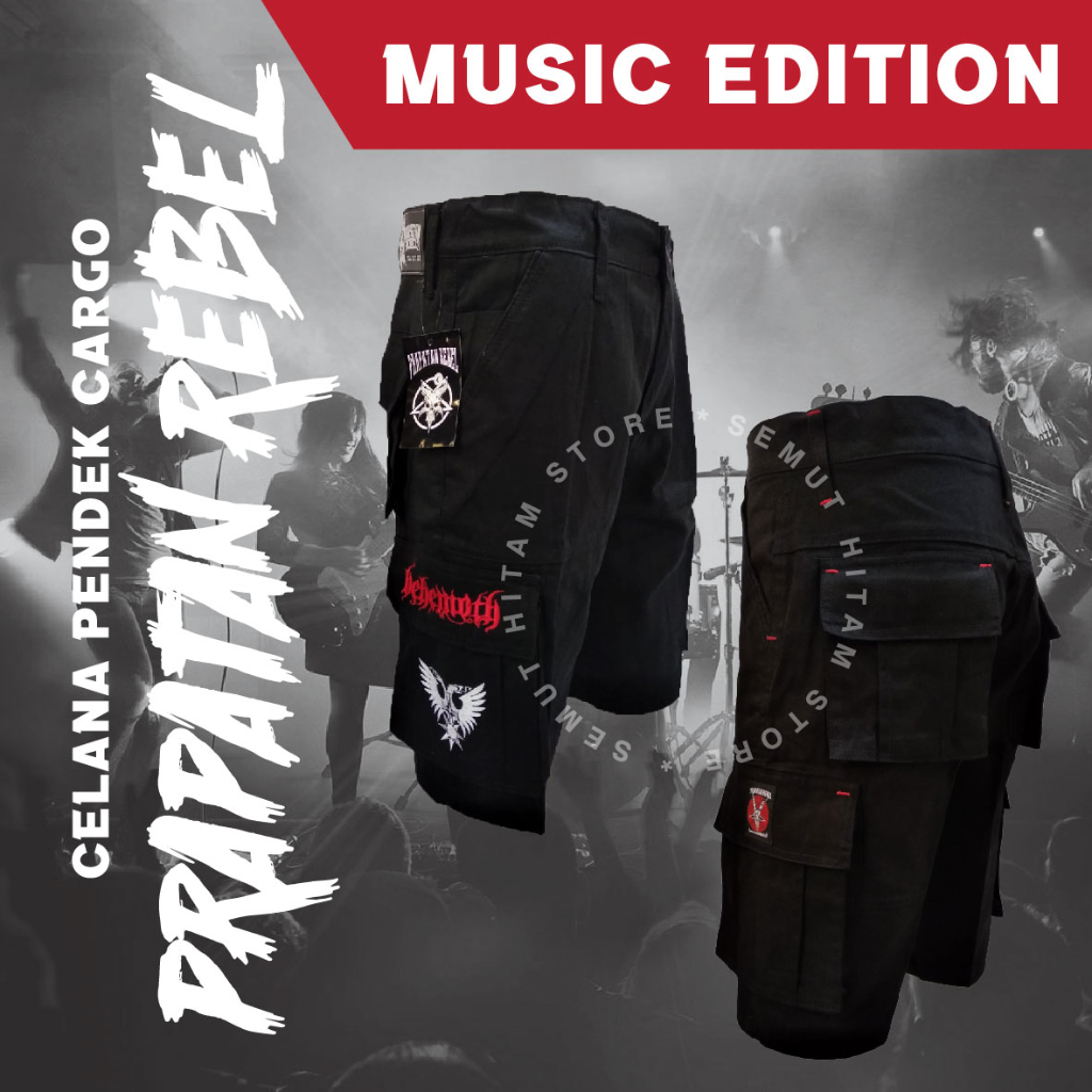 [GESER KIRI] Prapatan Rebel Celana Cargo Pendek Kempol PDL Alpin Hitam Musik Punk Metal PRBL ORIGINA